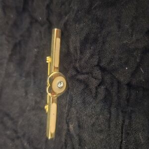Gold and Cream Tie Clip with Gemstone